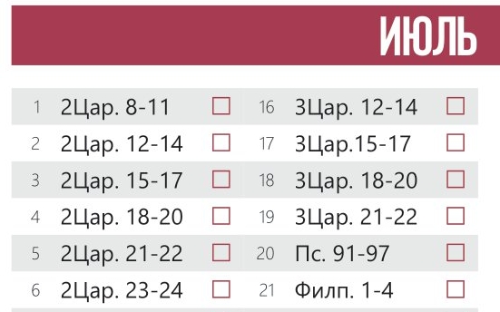 План чтения библии на сегодня